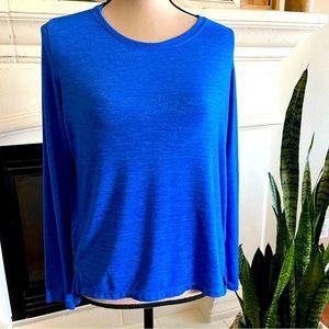 Athleta Long Sleeve Cobalt Blue Pleated Back Active Wear Top Size XS oversized